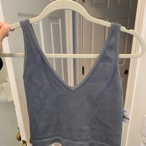 Free People Gray Cropped Tank Top